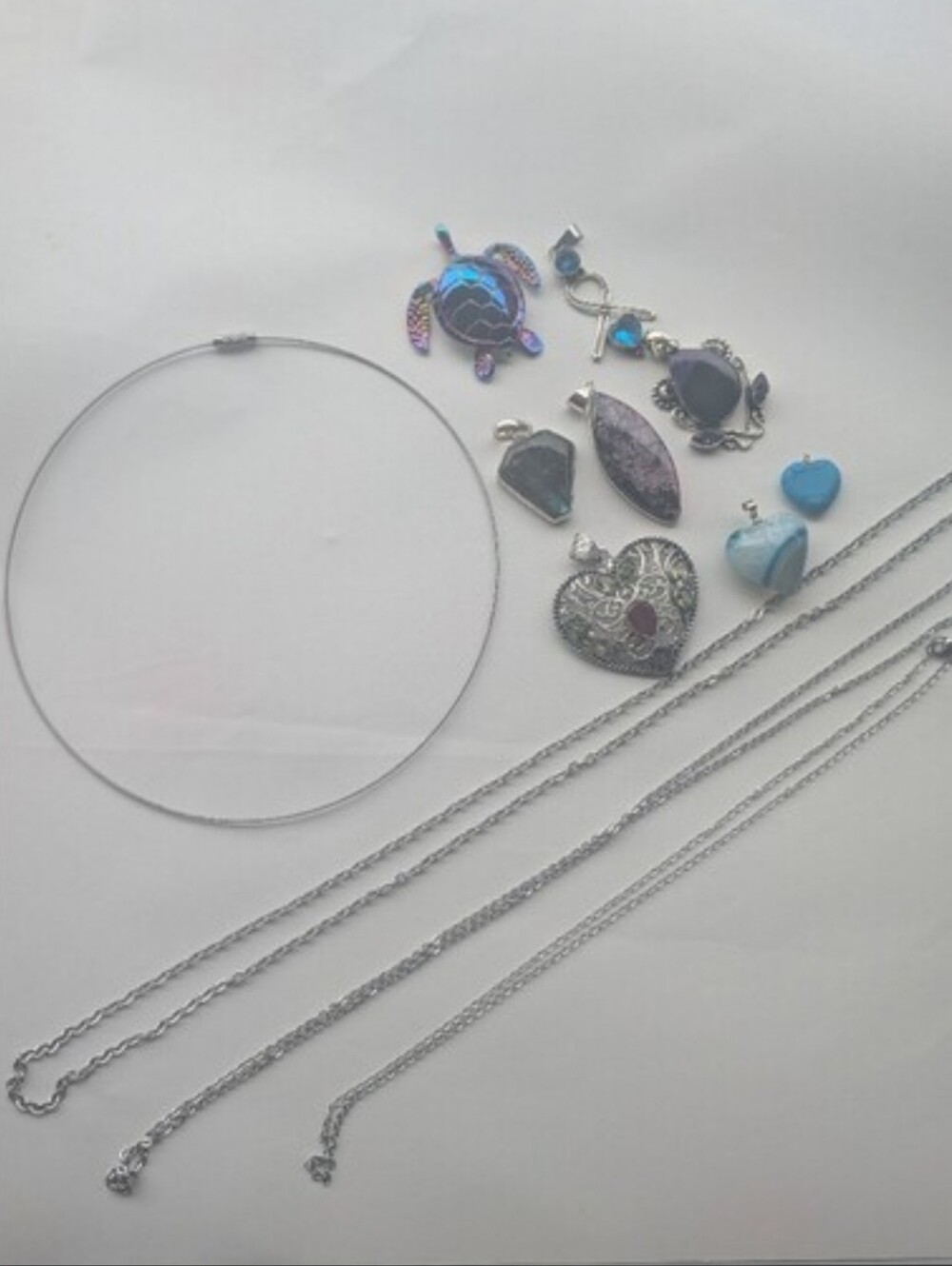 4 Silver Color Necklace Interchangeableb Pendants